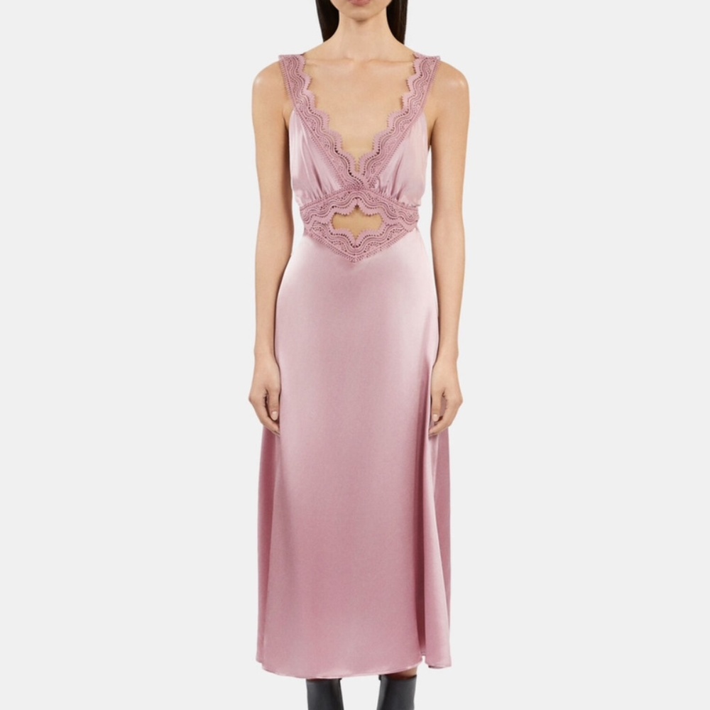The kooples silk cut out midi dress